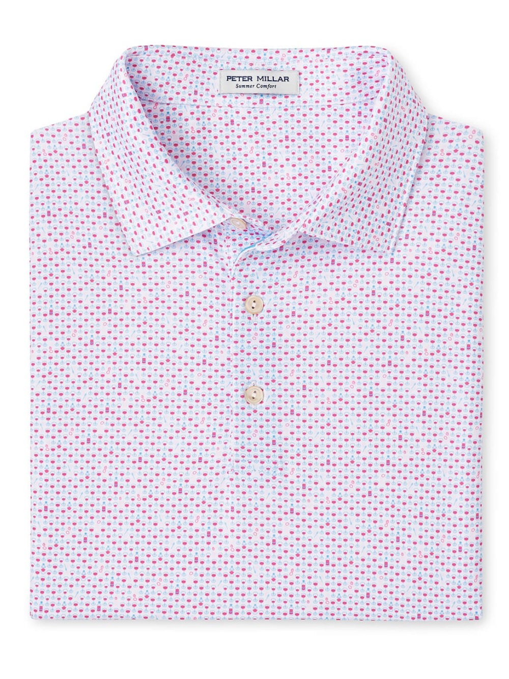 Peter Millar White / Hula Pink The Bees Knees Performance Jersey Polo | MEDIUM